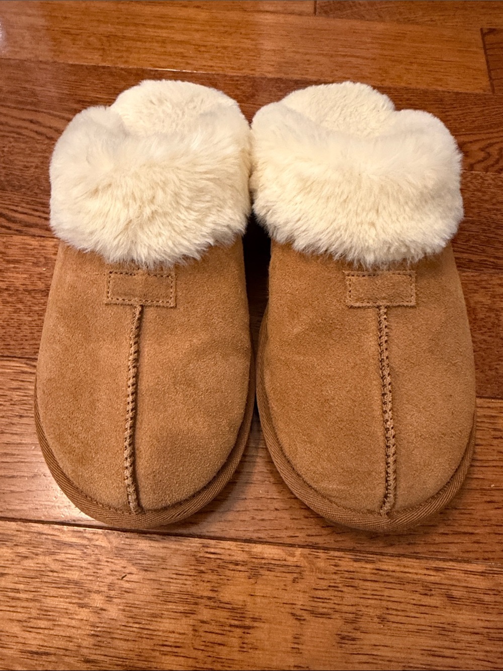 Joyspun suede fur slippers
